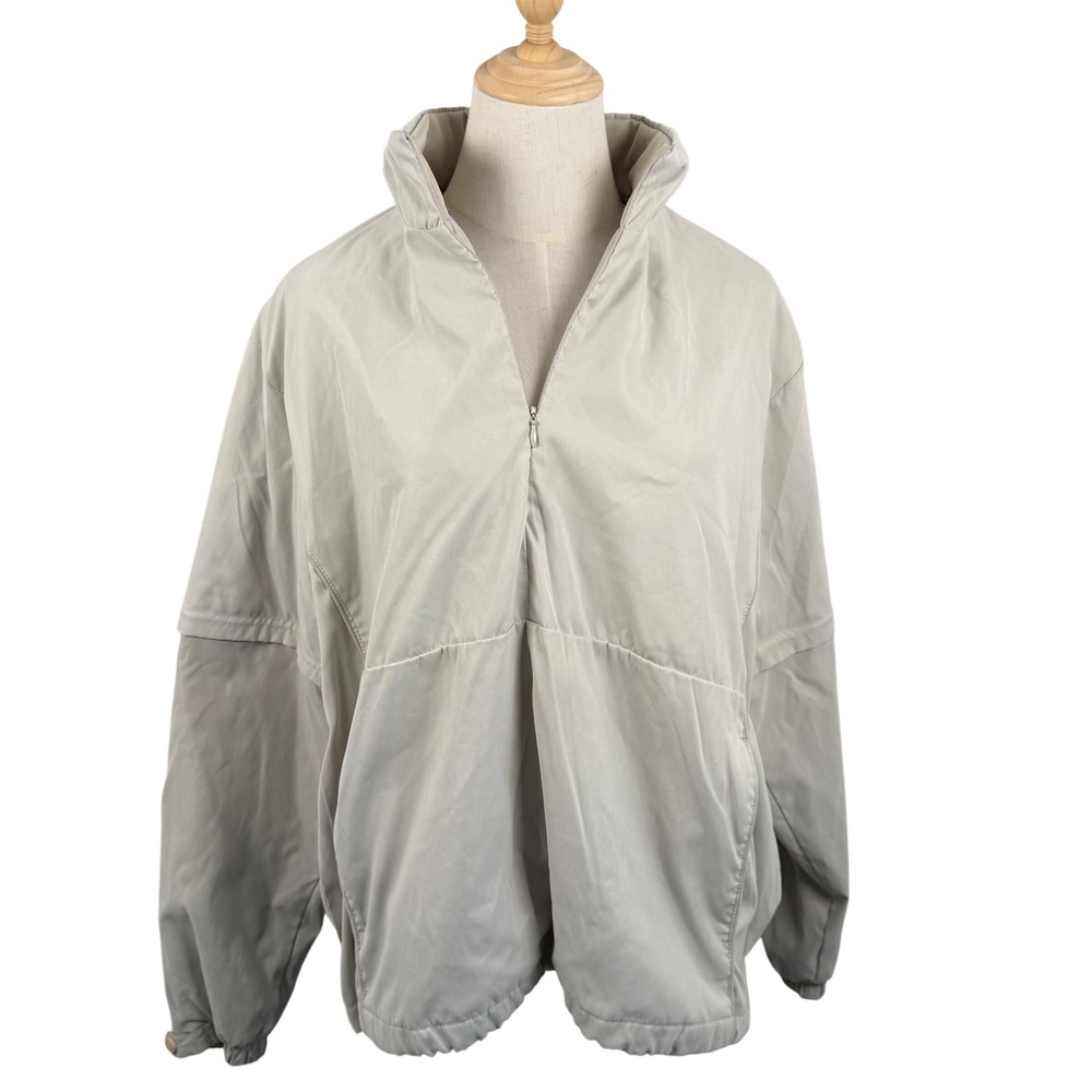Weatherproof Golf L 1/4 Zip Pullover‎ Jacket Beige Convertible Detachable Sleeve